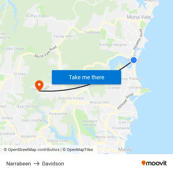 Narrabeen to Davidson map