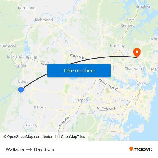 Wallacia to Davidson map