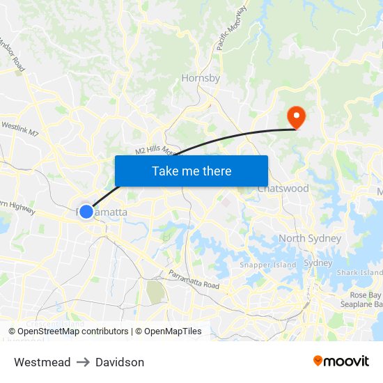 Westmead to Davidson map