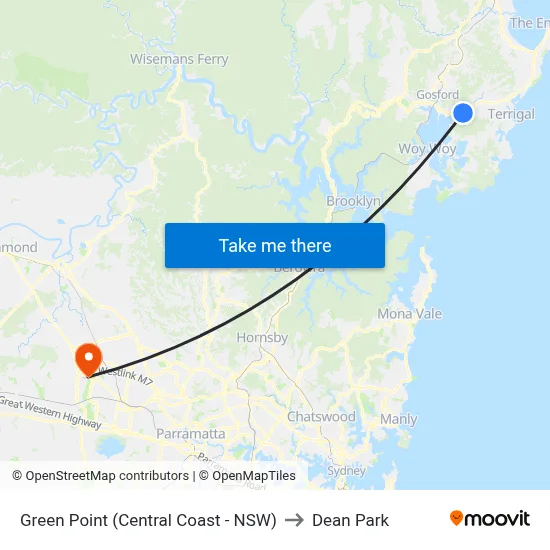 Green Point (Central Coast - NSW) to Dean Park map
