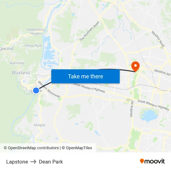 Lapstone to Dean Park map