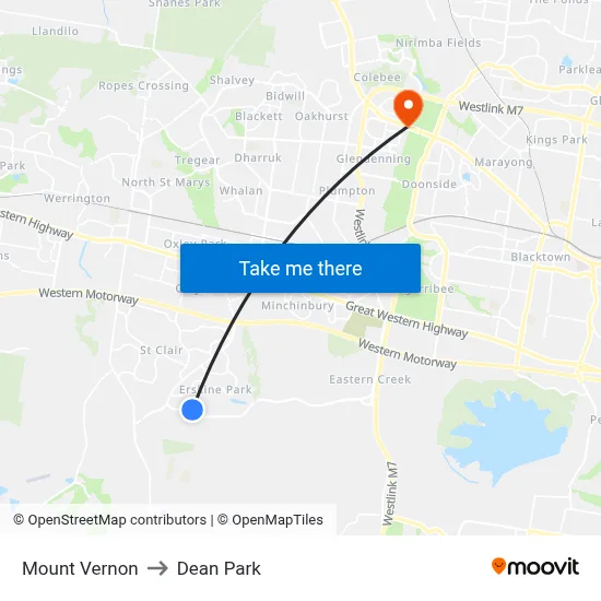 Mount Vernon to Dean Park map