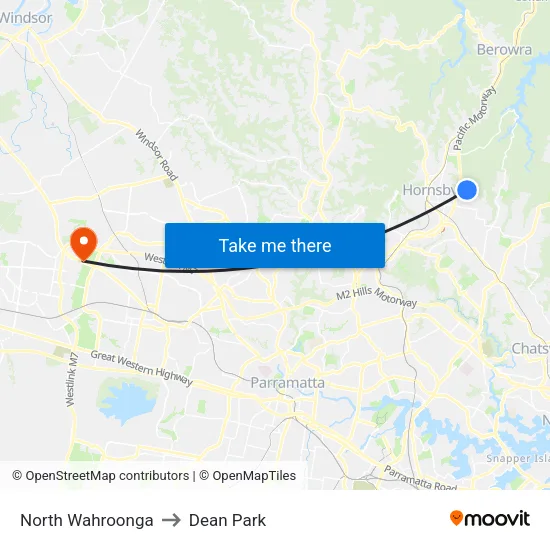 North Wahroonga to Dean Park map
