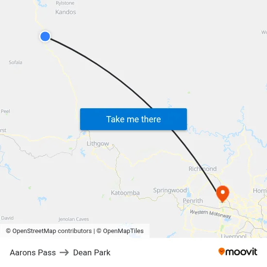 Aarons Pass to Dean Park map