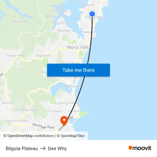 Bilgola Plateau to Dee Why map