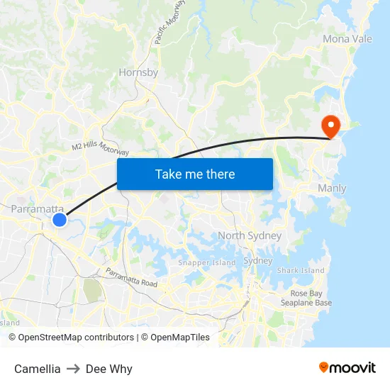 Camellia to Dee Why map