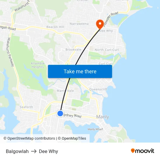 Balgowlah to Dee Why map