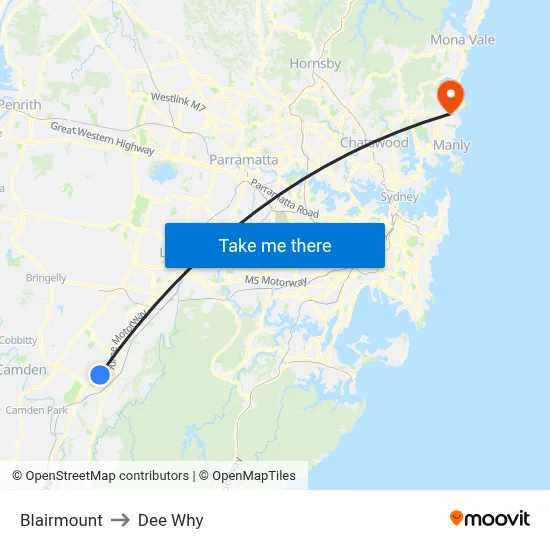 Blairmount to Dee Why map