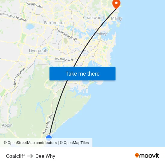 Coalcliff to Dee Why map