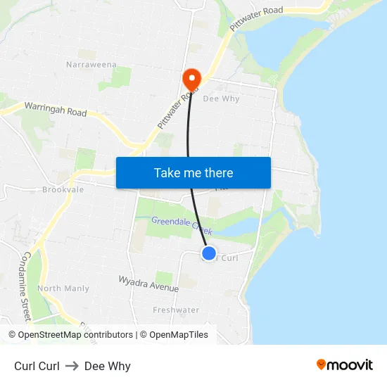 Curl Curl to Dee Why map