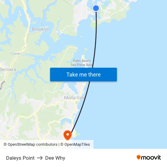 Daleys Point to Dee Why map