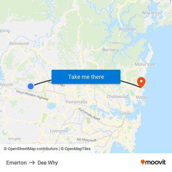 Emerton to Dee Why map