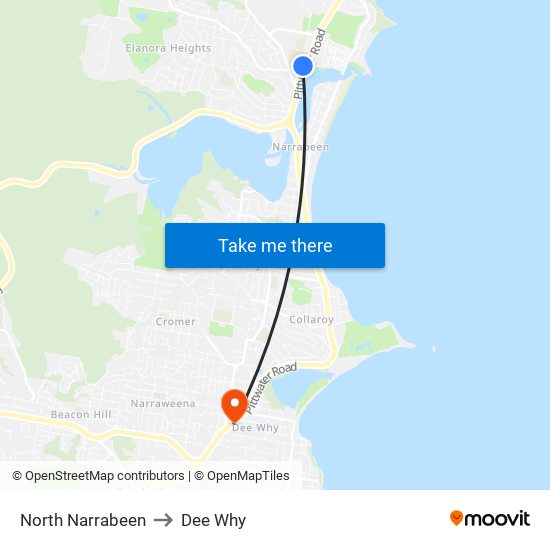 North Narrabeen to Dee Why map