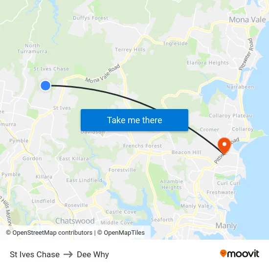 St Ives Chase to Dee Why map