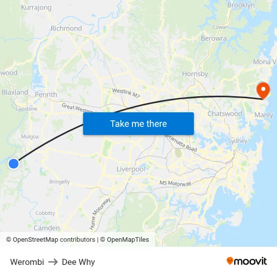 Werombi to Dee Why map