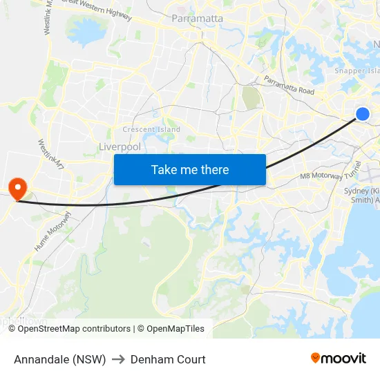 Annandale (NSW) to Denham Court map