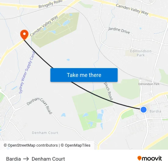 Bardia to Denham Court map