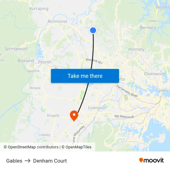 Gables to Denham Court map