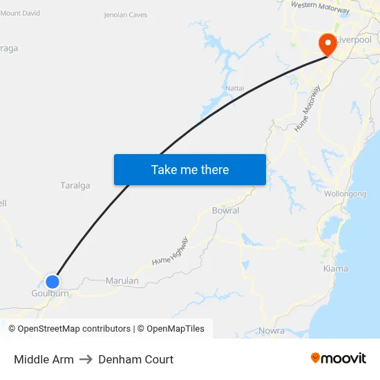 Middle Arm to Denham Court map