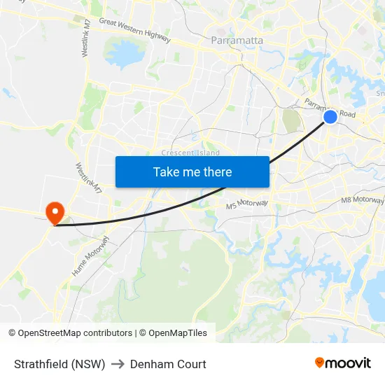 Strathfield (NSW) to Denham Court map