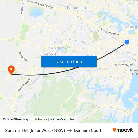 Summer Hill (Inner West - NSW) to Denham Court map