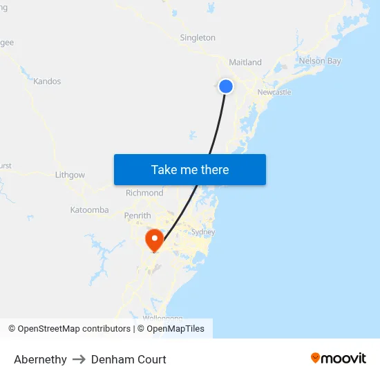 Abernethy to Denham Court map
