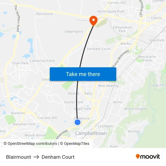 Blairmount to Denham Court map