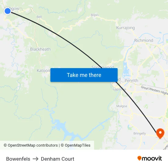 Bowenfels to Denham Court map