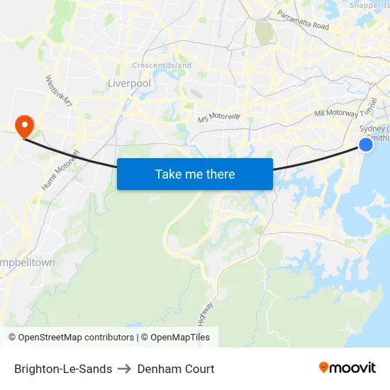 Brighton-Le-Sands to Denham Court map