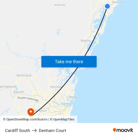 Cardiff South to Denham Court map