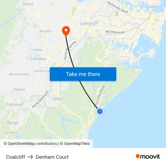 Coalcliff to Denham Court map
