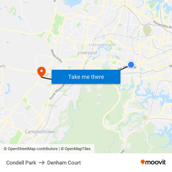 Condell Park to Denham Court map