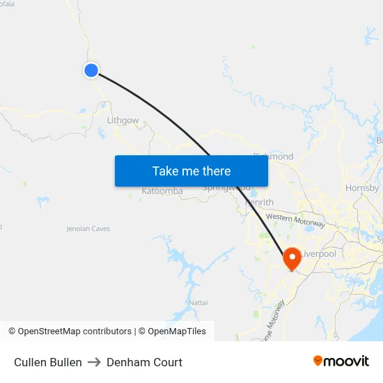 Cullen Bullen to Denham Court map