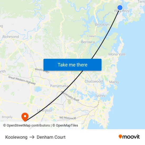 Koolewong to Denham Court map