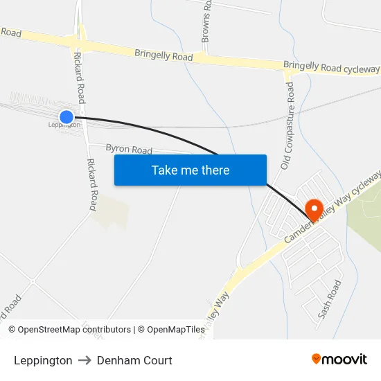 Leppington to Denham Court map