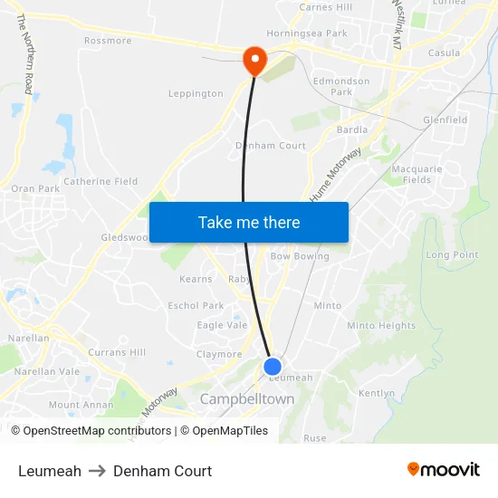 Leumeah to Denham Court map