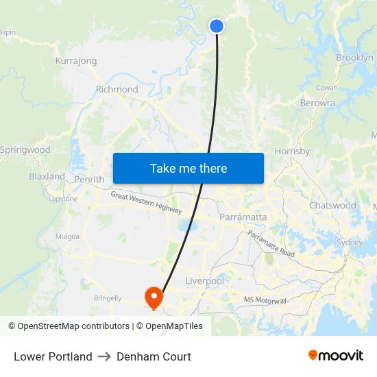 Lower Portland to Denham Court map