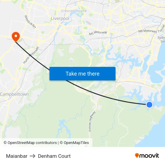 Maianbar to Denham Court map