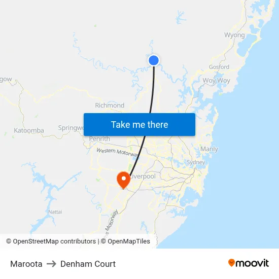 Maroota to Denham Court map