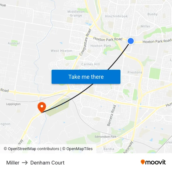 Miller to Denham Court map