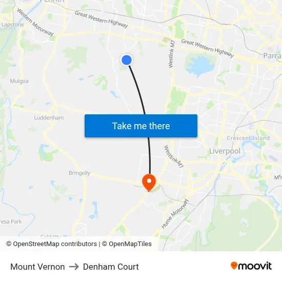 Mount Vernon to Denham Court map