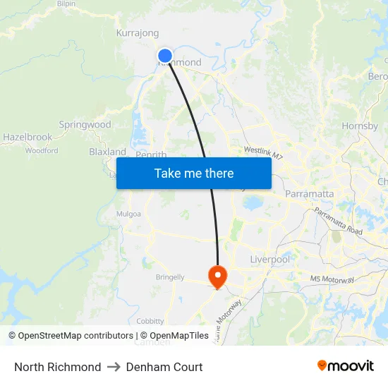 North Richmond to Denham Court map
