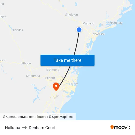 Nulkaba to Denham Court map