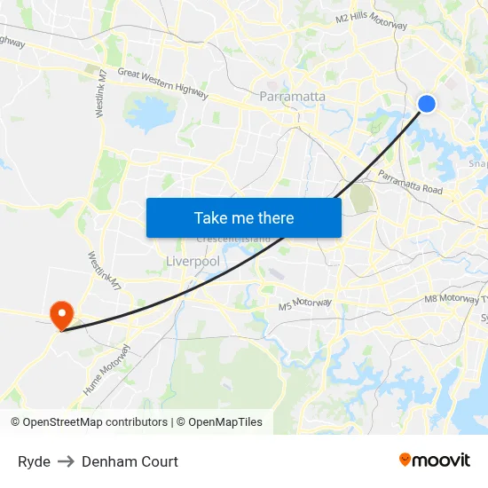 Ryde to Denham Court map