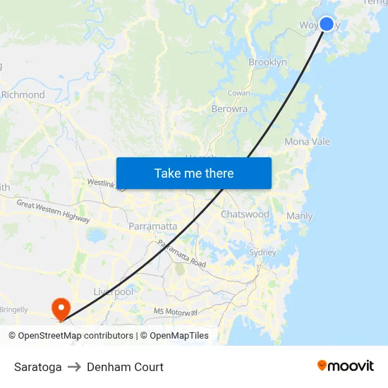 Saratoga to Denham Court map