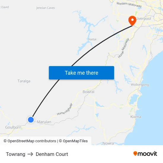 Towrang to Denham Court map
