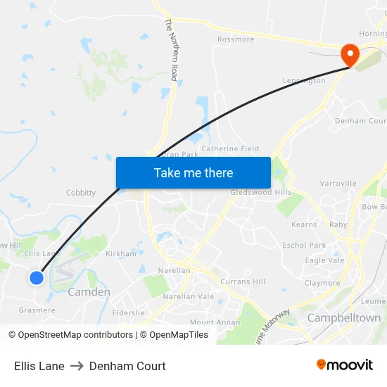 Ellis Lane to Denham Court map