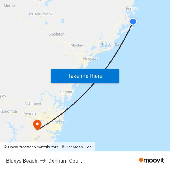 Blueys Beach to Denham Court map