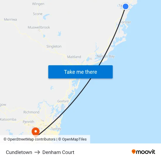 Cundletown to Denham Court map