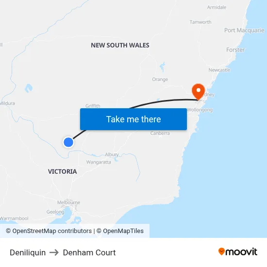 Deniliquin to Denham Court map